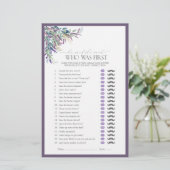 彼は彼女は紫のフローラブライダルシャワーゲームを言った (スタンド正面)