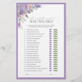 彼は彼女は薄紫ラベンダーのブライダルシャワーゲームを言った (正面)