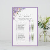 彼は彼女は薄紫ラベンダーのブライダルシャワーゲームを言った (スタンド正面)