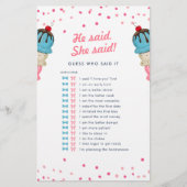 彼は彼女は誰のブライダルシャワーゲームを推測最高のと言った (正面)