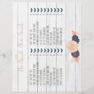 彼は彼女は赤面海軍ブライダルシャワーゲームを言った