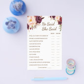 彼は彼女はMarsalaカップルのシャワーゲームカードと言った チラシ (シングル)