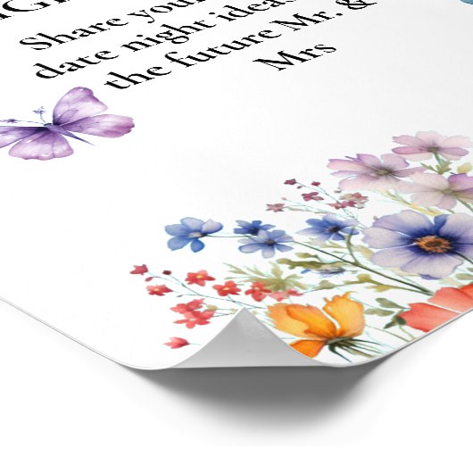 彼は彼女与えの蝶のブライダルシャワー日のサイン ポスター (角)