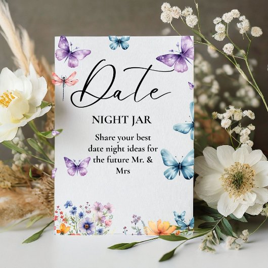 彼は彼女与えの蝶のブライダルシャワー日のサイン 台座サイン