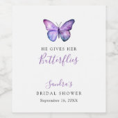 彼は彼女与えの蝶のブライダルシャワー蝶 ワインラベル (シングルラベル)