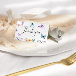 彼は彼女与えの蝶の野花のブライダルシャワー サンキューカード