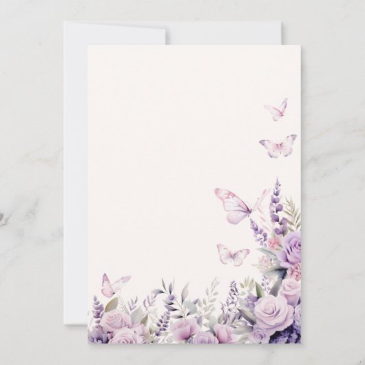 彼は彼女与えの蝶の野花のブライダルシャワー 招待状 (裏面)
