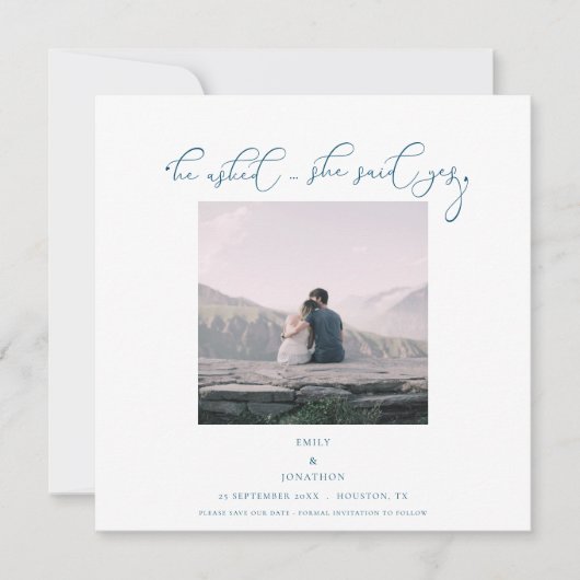 彼は彼女頼は、yesフォトスクリプトターコイズと言った セーブザデート (正面)