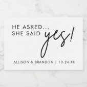 彼は彼女頼はYesの婚約パーティの好意と言った スパークリングワインラベル (シングルラベル)