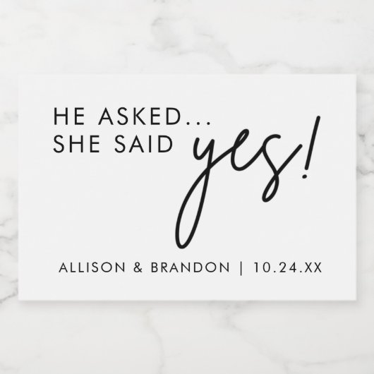 彼は彼女頼はYesの婚約パーティの好意と言った スパークリングワインラベル (シングルラベル)