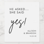 彼は彼女頼はYesの婚約パーティの好意と言った ワインラベル (シングルラベル)