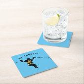 彼は得点する！ – アイスホッケー選手 スクエアペーパーコースター (インサイチュ)