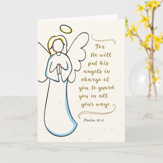 彼は御使いたちをあなたの世話にするだろう カード (黄色い花)