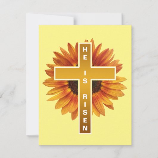 彼は復活したイースターお祝いクロスひまわり 招待状 (正面)