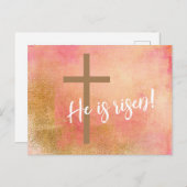 彼は復活したイースタークロスホリデーカード シーズンポストカード (正面/裏面)