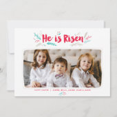 彼は復活したイースターフォトフラットカード（編集） 招待状 (正面)