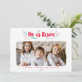 彼は復活したイースターフォトフラットカード（編集） 招待状 (スタンド正面)