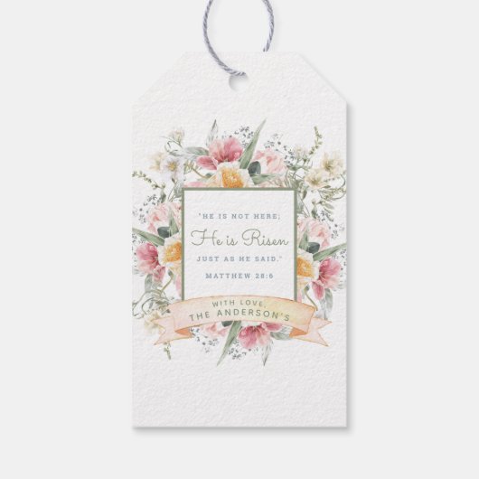 彼は復活したフローラクロス・イースター |復活車 ギフトタグ (裏面)