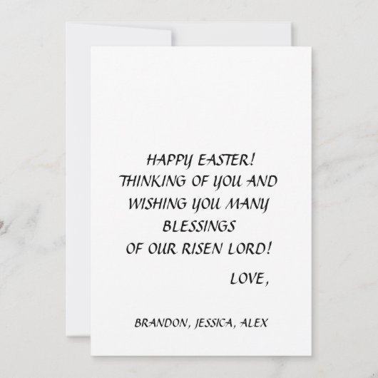 彼は復活した水の色イースターエンジェルクロス 招待状 (裏面)