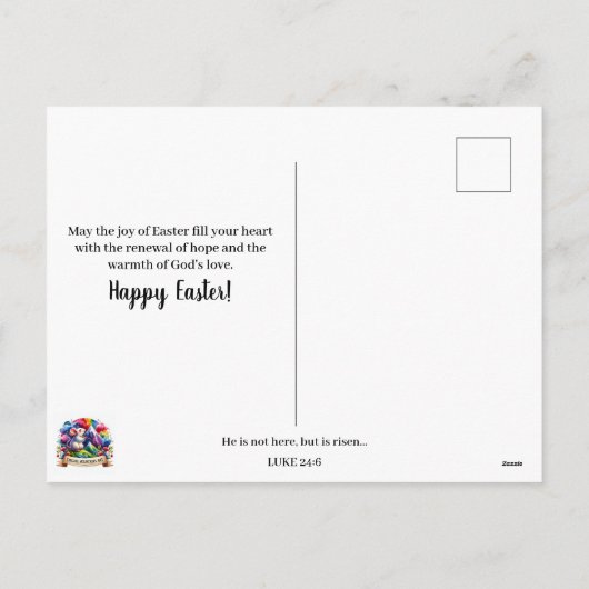 彼は復活した紫のフローラ蝶イースター シーズンポストカード (裏面)