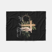 彼は復活した羊の子羊クロスイエス・クリスチャン・イースト フリースブランケット (正面(横))