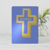 彼は復活した金ゴールドライトクリスチャンクロスブルーイースター シーズンカード (スタンド正面)