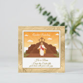 彼は復活した」ハッピーイースター – カスタマイズ可能な宗教 シーズンカード (スタンド正面)