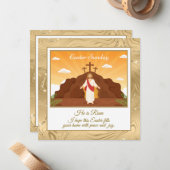 彼は復活した」ハッピーイースター – カスタマイズ可能な宗教 ノートカード (正面/裏面インサイチュ)