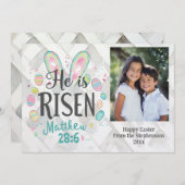 彼は復活した、写真クリスチャンのイースター・イエス・バイブル シーズンカード (正面/裏面)
