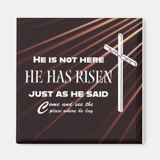 "彼は復活した"聖書の聖句イースタークリスチャンの磁石 マグネット (正面)