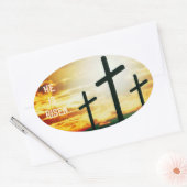 彼は復活している – イースターイラストレーション 楕円形シール (封筒)