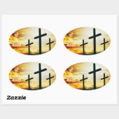 彼は復活している – イースターイラストレーション 楕円形シール (シート)