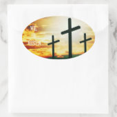 彼は復活している – イースターイラストレーション 楕円形シール (バッグ)