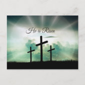 彼は復活し、宗教的にイースターハガキを交差している シーズンポストカード (正面)
