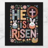 彼は復活イエスフローラかわいいイースターバニーウサギ ワインラベル (シングルラベル)