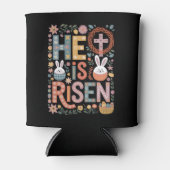 彼は復活イエスフローラかわいいイースターバニーウサギ 缶クーラー (正面)