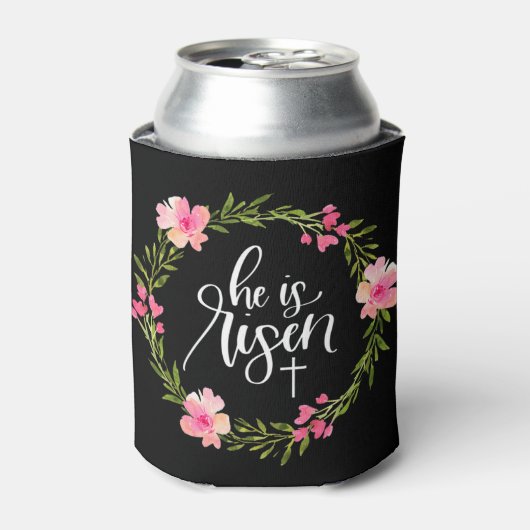 彼は復活イエス・キリスト教ハッピーイースターフローラWr 缶クーラー (缶正面)