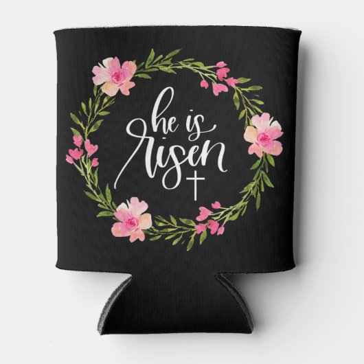 彼は復活イエス・キリスト教ハッピーイースターフローラWr 缶クーラー (正面)