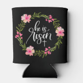 彼は復活イエス・キリスト教ハッピーイースターフローラWr 缶クーラー (裏面)