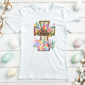 彼は復活イースターフローラクロスTee; Easter Boho Tシャツ