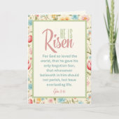 彼は復活フローラパステルクリスチャン・イースター シーズンカード (正面)