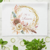 彼は復活ボホフローラリースイースター キッチンタオル (折り畳み)