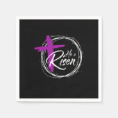 彼は復活出生イエスキリスト十字信仰ギ スタンダードカクテルナプキン (正面)