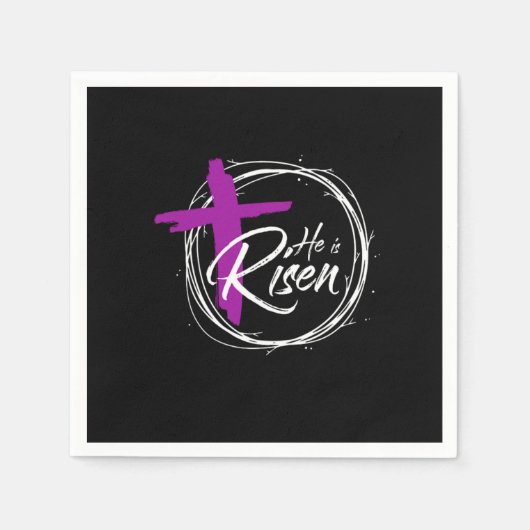 彼は復活出生イエスキリスト十字信仰ギ スタンダードカクテルナプキン (正面)