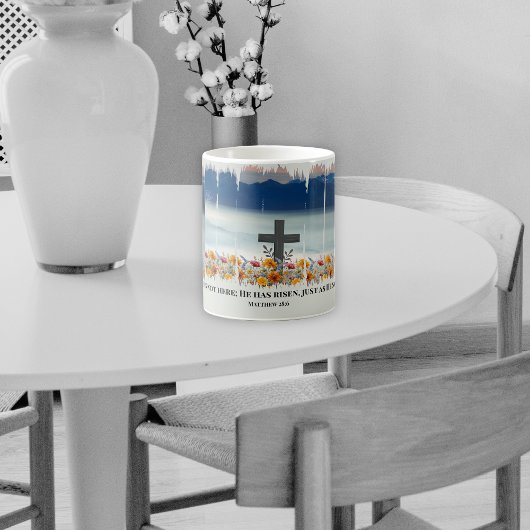 彼は復活祭のキリスト教筆跡を上げた コーヒーマグカップ