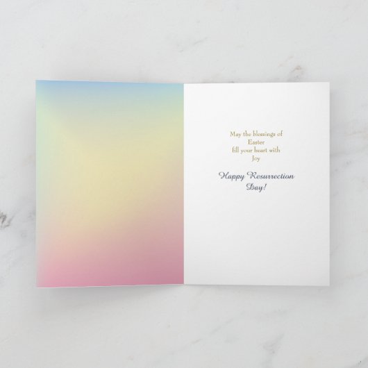 彼は復活金ゴールドクロス復活祭フローラリースカード ノートカード (内部)