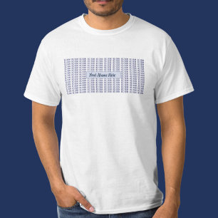 彼は性別表現を青い繰り返している Tシャツ