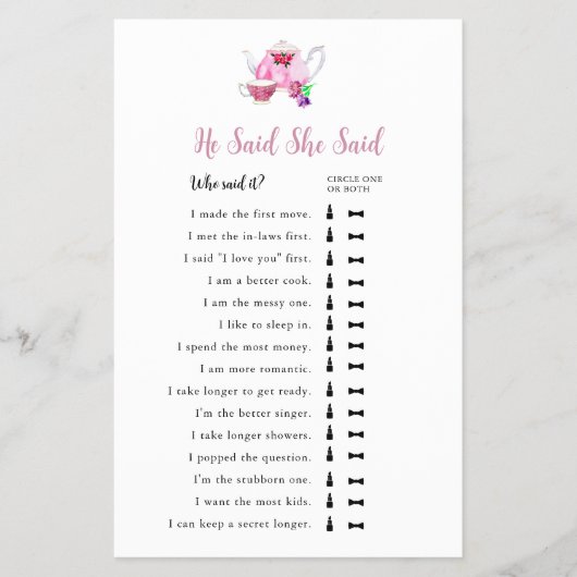 彼は愛はブライダル茶のパーティーを醸造していると言った チラシ (正面)