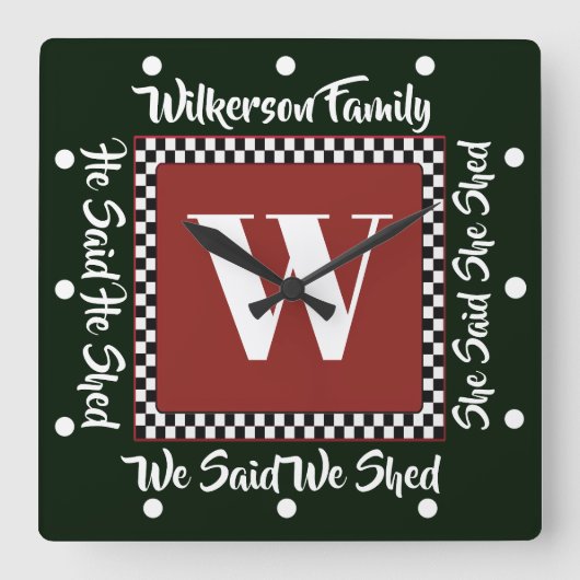 彼は我々に時計を流した彼女を流した スクエア壁時計 (正面)