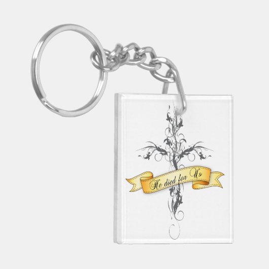 彼は我々のフローラ十字架で死んだ キーホルダー (正面左)